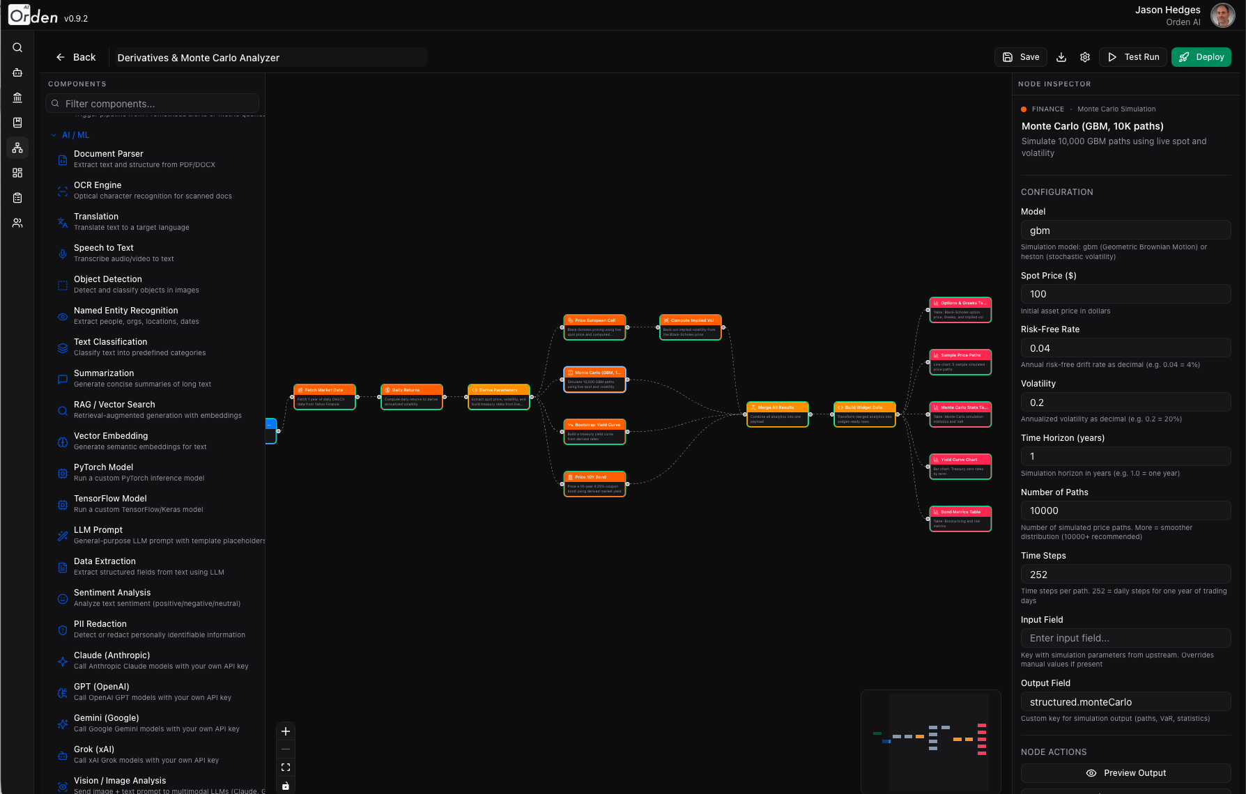Agentic AI Pipeline Builder — visual drag-and-drop canvas