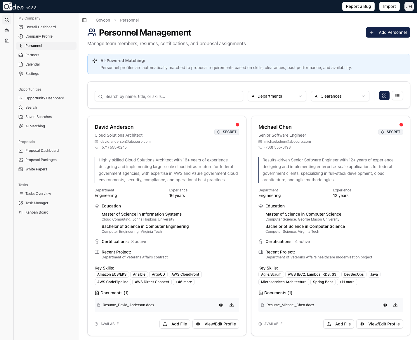 Personnel Management Dashboard